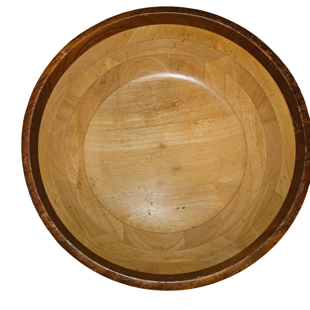 Vintage Pomerantz Large 14" Wooden Salad Bowl Mid Century Modern Serving Dish